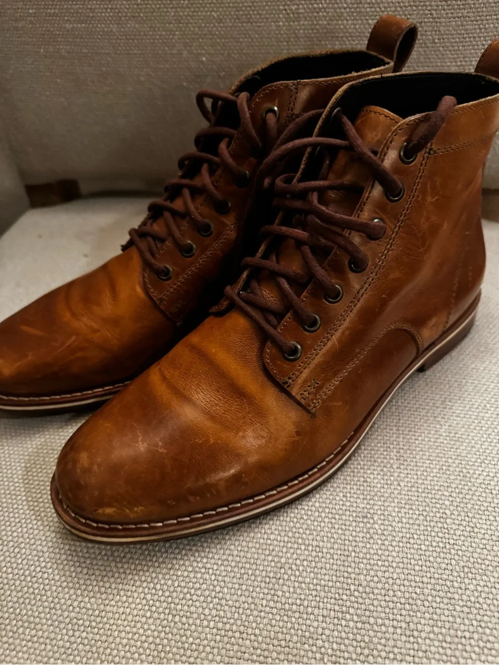 HELM Boots Zind Plain Toe Boot Men’s 10 M Tan Whiskey Leather Made in USA Hides